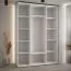 Schiebetürenschrank Tharo in Weiß/Eiche, Metallgriffe in schwarz, auch für Wohnzimmer geeignet, 235,2 x 170 x 45 cm, viel Stauraum, Einlegeböden