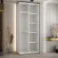 Schiebetürenschrank Tharo in Schwarz/Weiß, 235,2 x 120 x 45 cm, auch für Wohnzimmer geeignet, Anti Staubbürsten, schwarze Metallgriffe, viel Fächer