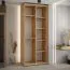 1,1 Meter breiter Kleiderschrank Tharo in Eiche mit Schiebetüren, Anti Staubbürsten, moderne Optik, auch für Wohnzimmer geeignet, Schwarzer Metallgriff