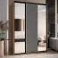 Schiebetürenschrank Mina mit Spiegel in Weiß/Eiche, 235,2 x 170 x 60 cm, auch für Wohnzimmer geeignet, Anti Staubbürsten, Metallgriff in schwarz