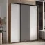 Schiebetürenschrank Mina in Weiß/Eiche, Metallgriffe in schwarz gehalten, Front aus laminierter Platte (16 mm), platzsparend, 235,2 x 200 x 60 cm