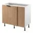 Küchenunterschrank / Eckunterschrank | 1 Drehtür | Farbe: Weiß / Eiche Puccini | Push-to-open Funktion | Soft-Close Funktion | 2 Fächer | 100 x 56 x 87 cm | Türanschlag: Rechts