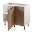 Küchenunterschrank / Eckunterschrank | 1 Drehtür | Farbe: Weiß / Eiche Puccini | Push-to-open Funktion | Soft-Close Funktion | 2 Fächer | 100 x 56 x 87 cm | Türanschlag: Rechts