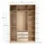 Falttür / Kleiderschrank | Farbe: Eiche | 3 Schubladen | 3 Kleiderstangen | 160 x 60 x 240 cm | inkl. LED-Beleuchtung mit Bewegungssenor | Soft-Close