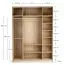 Falttür / Kleiderschrank | Farbe: Weiß / Eiche | 2 Türen | inkl. LED-Beleuchtung mit Bewegungssenor | 175 x 60 x 240 cm | 11 Fächer | Soft-Close