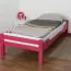 Rosa lackiertes Einzelbett "Easy Premium Line" K1/1n, Vollholz Buche - Matratzenabmessungen 90 x 200 cm, abgerundetes Kopfteil