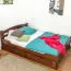 Einzelbett / Funktionsbett "Easy Premium Line" K4, inkl. 2 Schubladen und 1 Abdeckblende, 140 x 200 cm Buche Vollholz massiv dunkelbraun lackiert