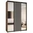 Schiebetürenschrank Mina mit Spiegel in Weiß/Eiche, 235,2 x 170 x 60 cm, auch für Wohnzimmer geeignet, Anti Staubbürsten, Metallgriff in schwarz