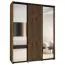 Eichenfarbener Schrank mit Spiegeln Mina, Schiebetüren, Anti Staubbürsten, auch für Wohnzimmer geeignet, Schwarzer Metallgriff, 235,2 x 200 x 60 cm