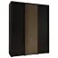 Schwarzer Schiebetürenschrank Tharo, modernes Design, schwarze Metallgriffe, Anti-Staubbürsten, platzsparend, viel Stauraum, robust, 235,2 x 200 x 45 cm