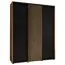 Platzsparender Schiebetürenschrank Tharo in Eiche/Schwarz, viel Stauraum, auch für Wohnzimmer geeignet, Anti Staubbürsten, 235,2 x 200 x  45 cm
