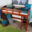Hochbett 90 x 200 cm für Erwachsene, "Easy Premium Line" K22/n, Buche Massivholz kirschfarben, teilbar