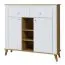 Wohnzimmer Komplett - Set A "Bambey", 6-teilig, Farbe: Eiche / Weiß