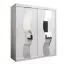 Schiebetürenschrank / Kleiderschrank Hacho 04 mit Spiegel, Farbe: Weiß matt - Abmessungen: 200 x 180 x 62 cm ( H x B x T)
