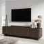 TV-Unterschrank | Farbe: Walnuss Lincoln | 3 Kipptüren | 3 Fächer | 220 x 40 x 54 cm | Push-to-open Funktion | TV-Möbel | Lamellen Design | auf Beinen oder hängend | für Wohnzimmer