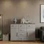 Kommode Tabubil 01, Farbe: Wenge / Grau - Abmessungen: 92 x 130 x 41 cm (H x B x T)