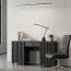 Schreibtisch mit 4 Fächern, in Schwarz, 77 x 140 x 60 cm, Soft Close System, 2 Türen und 1 Schublade, Fronten mit Lamellen, Metallgriffe