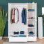 Kleiderschrank Kiefer Vollholz massiv weiß lackiert 015 - Abmessung 190 x 133 x 60 cm (H x B x T)