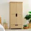 Kleiderschrank / Drehtürenschrank Kiefer massiv Vollholz natur 007A - Abmessung 190 x 80 x 60 cm (H x B x T)