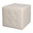 Würfelförmiger Hocker, Pouf Bassila 01 in Weiß, 39 x 41 x 41 cm, mit Knöpfen verziert, bequemer Sitzwürfel, quadratisch