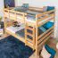 Etagenbett / Stockbett 140 x 190 cm "Easy Premium Line" K24/n, Kopf- und Fußteil gerade, Buche Massivholz Natur lackiert, teilbar