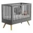 Babybett / Gitterbett Naema 05, Farbe: Grau / Eiche - Liegefläche: 60 x 120 cm (B x L)