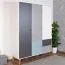 Jugendzimmer - Drehtürenschrank / Kleiderschrank Syrina 05, Farbe: Weiß / Grau / Blau - Abmessungen: 202 x 153 x 55 cm (H x B x T)