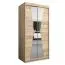 Schiebetürenschrank / Kleiderschrank Naranco 01 mit Spiegel, Farbe: Eiche Sonoma - Abmessungen: 200 x 100 x 62 cm ( H x B x T)