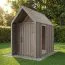 Gartenhaus| Dreieckfenster | Grau-Beige | Grundfläche: 4,64 m² | Skandinavischer Style | Satteldach | Außenmaße: 162,4 x 285,7 cm | Malmö 15