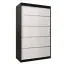 120 cm breiter Kleiderschrank mit 5 Fächern und 2 Türen | Farbe: Weiß / Schwarz Abbildung
