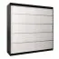 200 cm breiter Kleiderschrank mit 10 Fächern und 2 Türen | Farbe: Weiß / Schwarz Abbildung