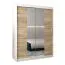 150 cm breiter Kleiderschrank mit 2 Türen | 5 Fächer | Farbe: Sonoma Eiche / Weiß Abbildung