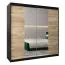 200 cm breiter Kleiderschrank mit 2 Türen | 10 Fächer | Farbe: Schwarz Abbildung