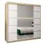 200 cm breiter Kleiderschrank mit 2 Türen | 10 Fächer | Farbe: Sonoma Eiche / Weiß Abbildung