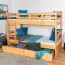 Jugendstockbett inkl. Stauraum (2 Schubkästen) | 90 x 200 cm | Massivholz: Buche | Natur Lackiert | umbaubar in 2 Einzelbetten | Premium-Qualität | inkl. Rollroste Abbildung