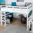 Weißes Kinder-Hochbett 160 x 190 cm | Massivholz: Buche | Weiß Lackiert | umbaubar in Einzelbett | Premium-Qualität | inkl. Rollrost Abbildung