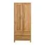90 cm breiter Kleiderschrank mit 2 Türen, 4 Fächern und 2 Schubladen aus Massiv-Holz | Farbe: Natur | Tiefe: 40 cm Abbildung