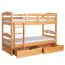 90 x 200 cm Etagenbett mit Stauraum / 2 Schubladen für Jugendliche Massivholz: Buche | Natur Lackiert | umbaubar in 2 Einzelbetten | Premium-Qualität | inkl. Rollroste Abbildung