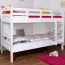 Etagenbett für Kinder 90 x 190 cm | Massivholz: Buche | Weiß Lackiert | umbaubar in 2 Einzelbetten | inkl. Rollroste Abbildung