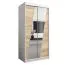 100 cm breiter Schiebetürenschrank mit 5 Fächern und 2 Türen | Farbe: Sonoma Eiche / Weiß | Laminiert Abbildung