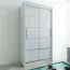 100 cm breiter Schiebetürenschrank mit 2 Türen | 5 Fächer | 2 Kleiderstangen | Farbe: Weiß Abbildung