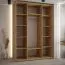 Schiebetürenschrank Mina mit Spiegel in Weiß/Eiche, 235,2 x 170 x 60 cm, auch für Wohnzimmer geeignet, Anti Staubbürsten, Metallgriff in schwarz