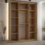 Schiebetürenschrank Mina mit Spiegel in Weiß/Eiche, 235,2 x 170 x 60 cm, auch für Wohnzimmer geeignet, Anti Staubbürsten, Metallgriff in schwarz