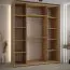 Kleiderschrank Mina mit Schiebetüren und Spiegeln in Eiche/Schwarz, viel Stauraum, auch für Wohnzimmer geeignet, Anti Staubbürsten, 235,2 x 190 x 60 cm