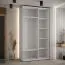Platzsparender Kleiderschrank Mina mit Schiebetüren in Weiß/Schwarz gehalten, Anti Staubbürsten enthalten, viel Stauraum, 235,2 x 130 x 60 cm, modern