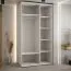 Weißer Schiebetürenschrank Mina mit Spiegel, Schwarzer Metallgriff, viel Stauraum, platzsparend, auch für Wohnzimmer geeignet, 235,2 x 140 x 60 cm