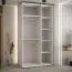 Weißer Schiebetürenschrank Mina mit Spiegel, Schwarzer Metallgriff, viel Stauraum, platzsparend, auch für Wohnzimmer geeignet, 235,2 x 140 x 60 cm
