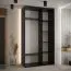 Kleiderschrank Mina mit Schiebesystem in Schwarz/Eiche gehalten, moderne Optik, viel Stauraum, Lamellen in Schwarz, Anti Staubbürsten, 235,2 x 130 x 60 cm