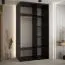 Schwarzer Schiebetürenschrank Mina mit Spiegel, auch für Wohnzimmer geeignet, Schwarzer Metallgriff, viel Stauraum, Anti Staubbürsten, 235,2 x 140 x 60 cm