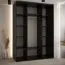 Einfacher Schiebetürenschrank mit Spiegeln Mina in Schwarz/Eiche, inklusive Anti Staubbürsten, schwarze Metallgriffe, viel Stauraum, 235,2 x 160 x 60 cm